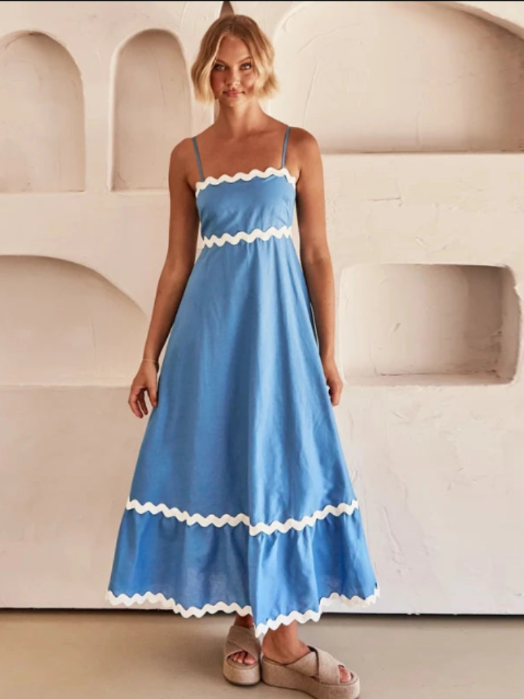 Wave Striped Patchwork Maxi Dress