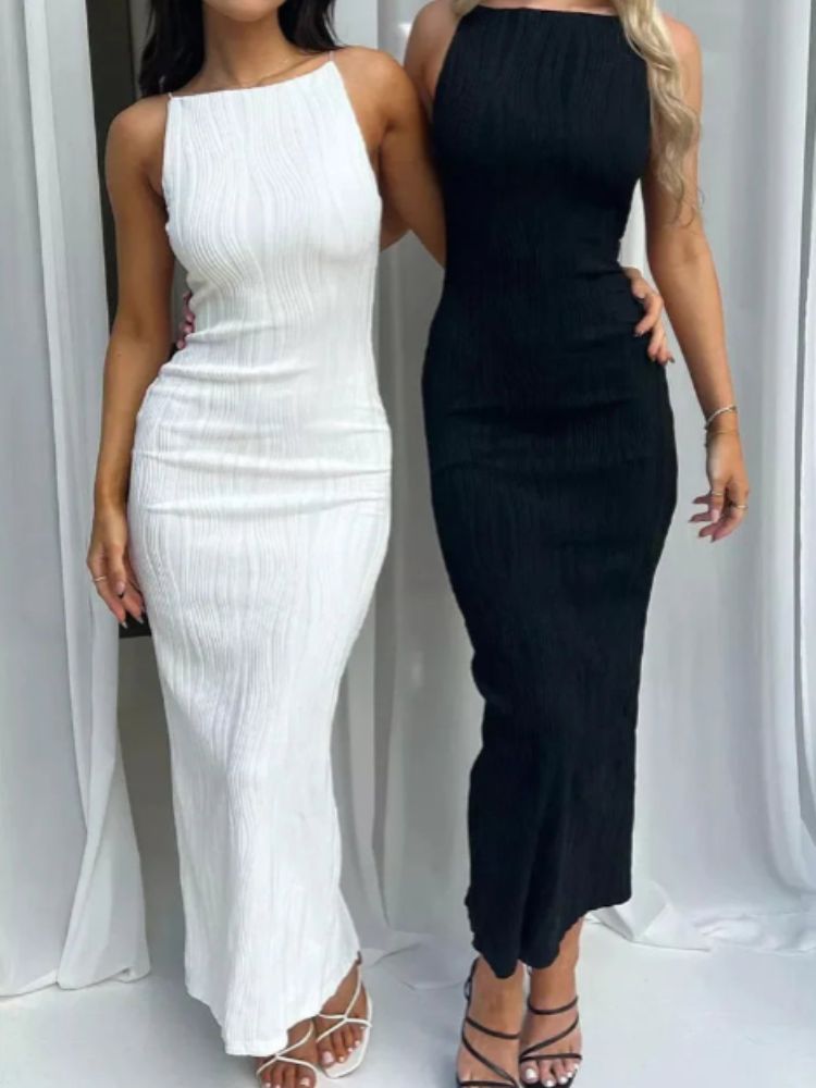 Ruched Sleeveless Long Dress