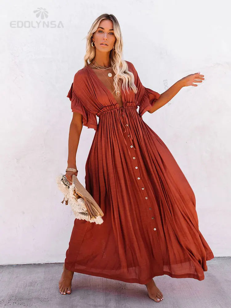 Butterfly Sleeve Beach Dress