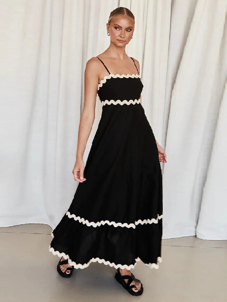 Wave Striped Patchwork Maxi Dress