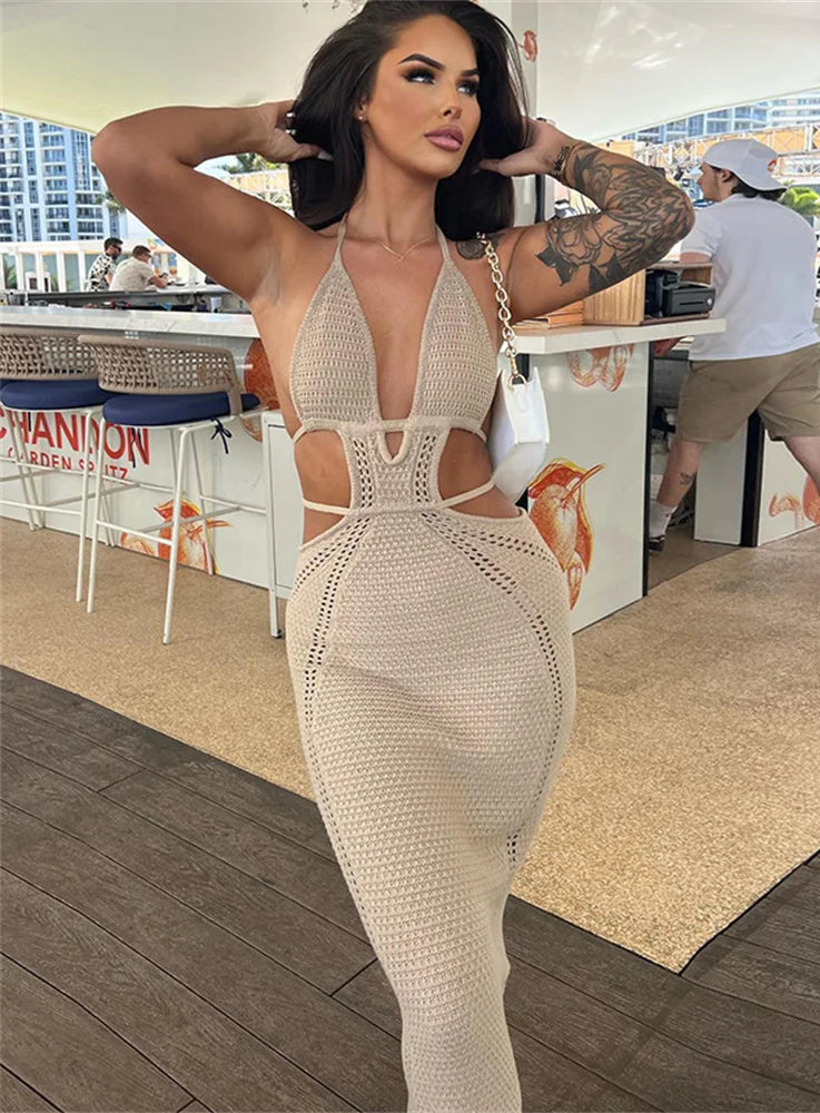 Solid Knit Halter Dress