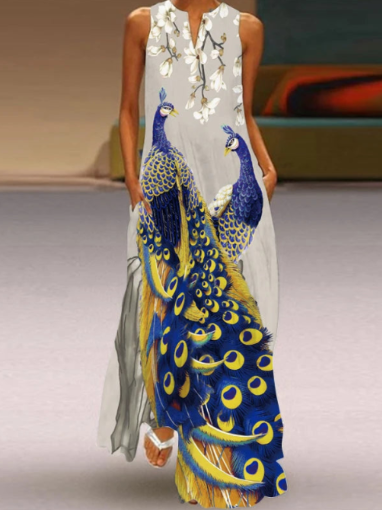 V-Neck Printed Maxi Dress