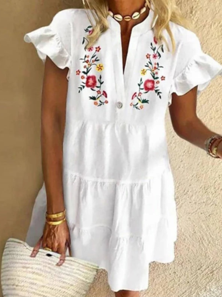 Vintage Print Patchwork Beach & Party Dress