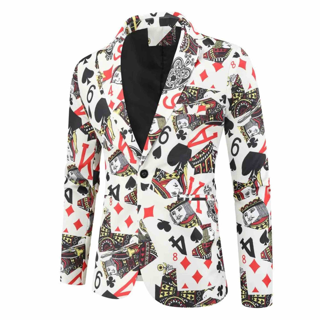 Playing Cards Poker Print Mens Blazer