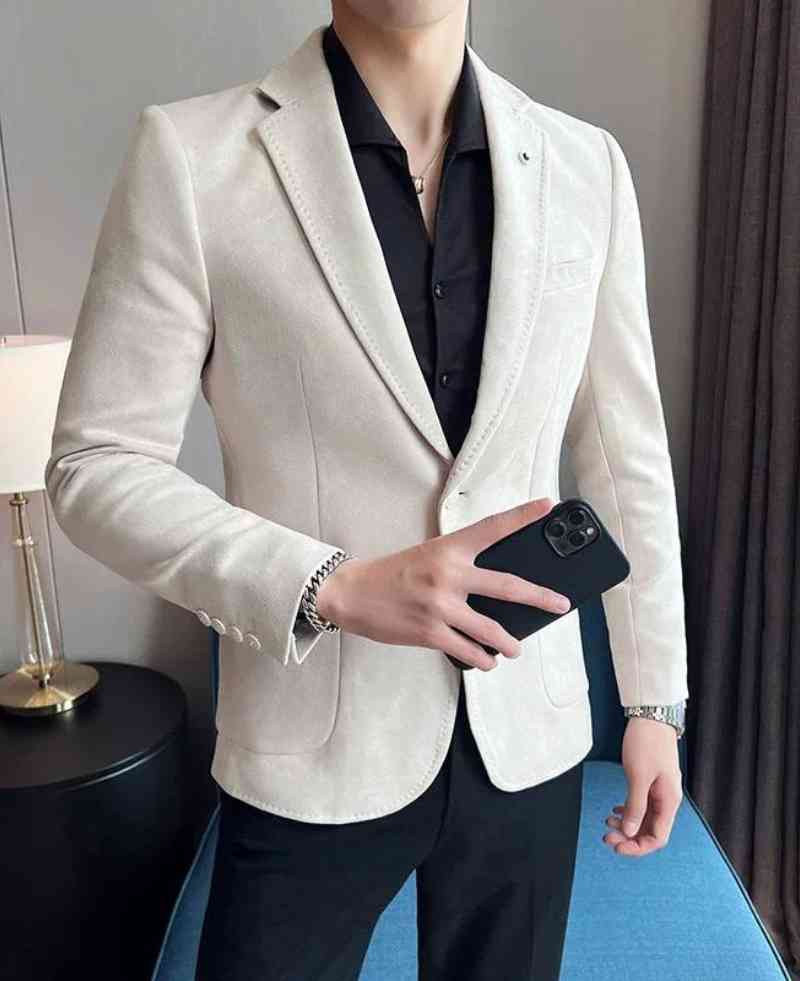 Men's Slim Fit Deerskin Velvet Blazer