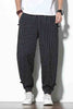 Summer Disc Buckle Striped Harem Pants