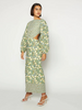 Striped Backless Maxi Dress with Belt and Lantern Sleeves