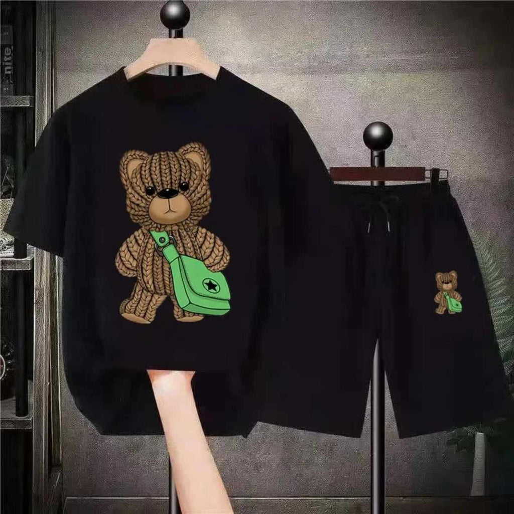 2 Piece Set Men Cotton Bear Short Sleeve Fit