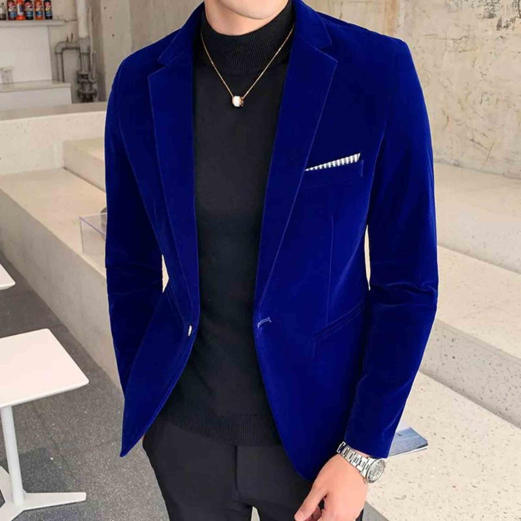 Men's Velvet Navy Blue Suit