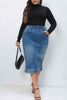 Women's Plus Size Washed Denim Skirt