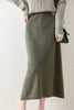 Elegant High-Waisted Pure Wool Midi Skirt