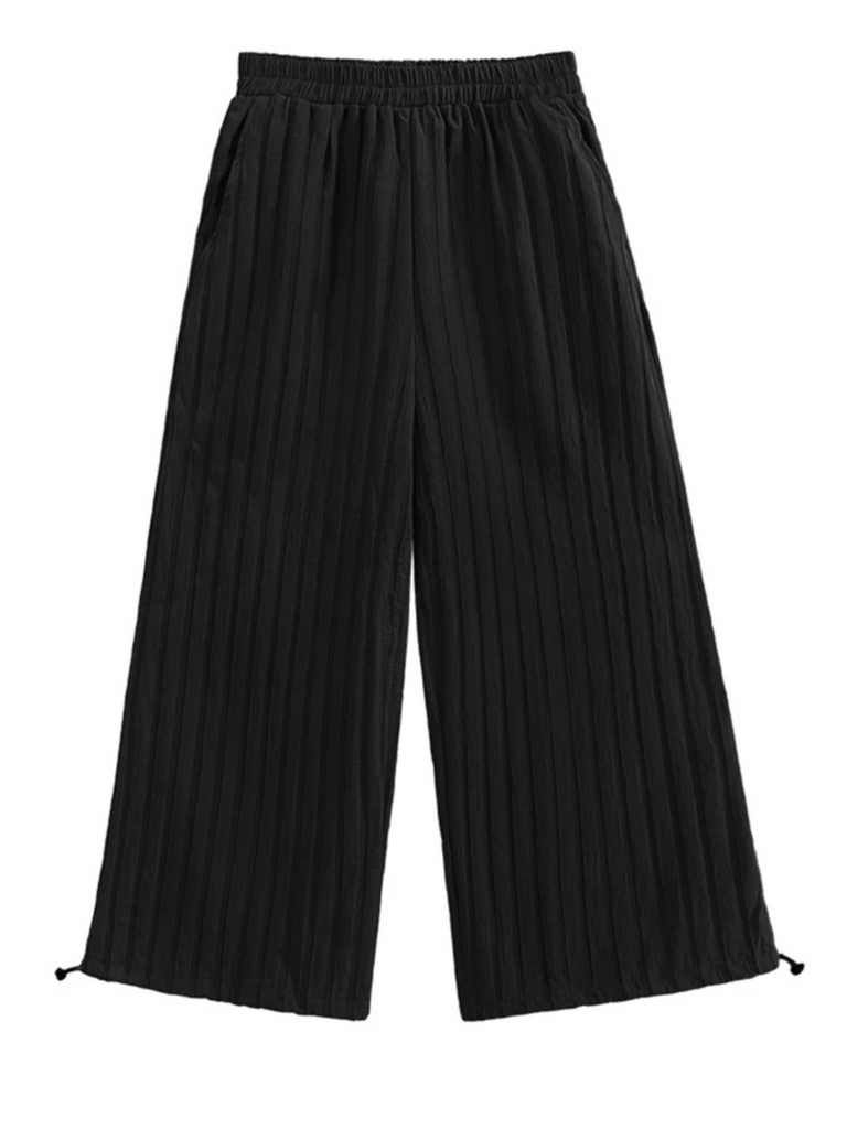 Black Pleated Drawstring Pants