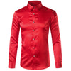 Luxury Shirt Men Silk Satin Smooth Mens Dress Shirts Casual Button Down Suit Shirts Party Ball Wedding Camisa Masculina M-XXXL