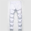 New Men Streetwear personality Ripped printed white skinny Jeans Hip Hop Punk Casual motorcycle stretch denim jeans trousers