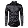 Men's Black Satin Luxury Dress Shirts 2023 Silk Smooth Men Tuxedo Shirt Slim Fit Wedding Party Prom Casual Shirt Chemise Homme