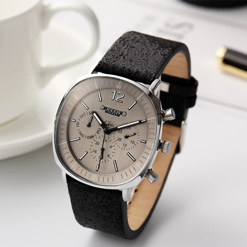Men's Leather Japan Quartz