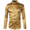 Luxury Shirt Men Silk Satin Smooth Mens Dress Shirts Casual Button Down Suit Shirts Party Ball Wedding Camisa Masculina M-XXXL