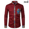 Dashiki African Mens Shirt Patchwork Pocket Africaine Print Shirt Men Ankara Style Long Sleeve Design Collar Mens Dress Shirts