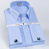 Men's Classic Fly Front Placket French Cuffs Dress Shirt Without Pocket Full Sleeve Standard-fit Banquet Wedding White Shirts