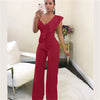 Patchwork Jumpsuit Women Casual Sexy Off Shoulder Slash Neck Long Sleeve Lady Black Jumpsuit Elegant Slim Wide Pants Streetwear