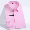 Men's Classic Silk Touch Bamboo-fiber Long Sleeve Dress Shirts Without Pocket Regular-fit Solid Business Office Easy-care Shirt