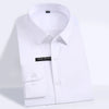 Men's Classic Silk Touch Bamboo-fiber Long Sleeve Dress Shirts Without Pocket Regular-fit Solid Business Office Easy-care Shirt