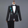 Men's White Diamond Embroidered Tuxedo