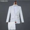Men's White Diamond Embroidered Tuxedo