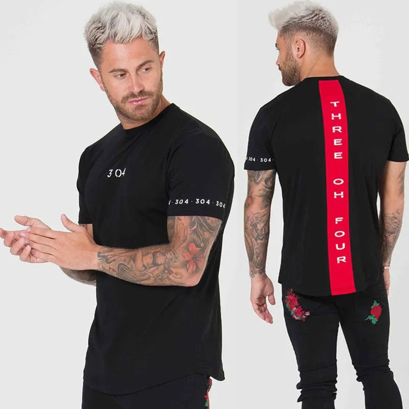 Men's Slim Fit Patchwork Tee - Summer Fitness Style