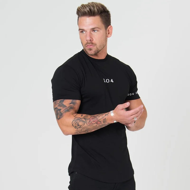 Men's Slim Fit Patchwork Tee - Summer Fitness Style