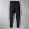 Slim Fit Black Patchwork Jeans