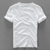 Men's Embroidered Linen T-Shirt: White, Short Sleeve