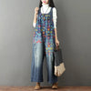 Denim Jumpsuits Women Ripped  Jeans Oversize Scratched Bib Wide Leg Overalls Female Baggy Rompers Japan Harajuku Printed Floral