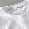 Men's Embroidered Linen T-Shirt: White, Short Sleeve