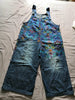 Denim Jumpsuits Women Ripped  Jeans Oversize Scratched Bib Wide Leg Overalls Female Baggy Rompers Japan Harajuku Printed Floral