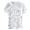 Men's Embroidered Linen T-Shirt: White, Short Sleeve