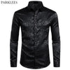 Men's Floral Black Dress Shirts 2023 Stylish New Long Sleeve Steampunk Shirt Men Party Club Bar Social Shirt Male Chemise Homme