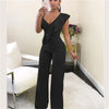 Patchwork Jumpsuit Women Casual Sexy Off Shoulder Slash Neck Long Sleeve Lady Black Jumpsuit Elegant Slim Wide Pants Streetwear