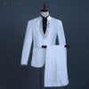 Men's White Diamond Embroidered Tuxedo