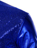 Luxury Royal Blue Sequin Metallic Dress Shirts Men 2023 New Long Sleeve 70's Disco Party Shirt Male Christmas Halloween Costume