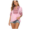 KHALEE YOSE Boho Floral Embroidery Blouse Shirt White Pink Summer Spring Mexican Shirt Women Lace Tie Up 2xl 3XL Ethnic Shirt