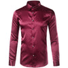 Luxury Shirt Men Silk Satin Smooth Mens Dress Shirts Casual Button Down Suit Shirts Party Ball Wedding Camisa Masculina M-XXXL