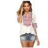 KHALEE YOSE Boho Floral Embroidery Blouse Shirt White Pink Summer Spring Mexican Shirt Women Lace Tie Up 2xl 3XL Ethnic Shirt