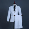 Men's White Diamond Embroidered Tuxedo