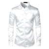 Men's Black Satin Luxury Dress Shirts 2023 Silk Smooth Men Tuxedo Shirt Slim Fit Wedding Party Prom Casual Shirt Chemise Homme