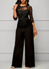 Elegant Sexy Jumpsuits Women Long Sleeve Lace Patchwork Jumpsuit Loose Trousers Wide Leg Pants Rompers Holiday Black Overalls