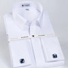 Men's Classic Fly Front Placket French Cuffs Dress Shirt Without Pocket Full Sleeve Standard-fit Banquet Wedding White Shirts