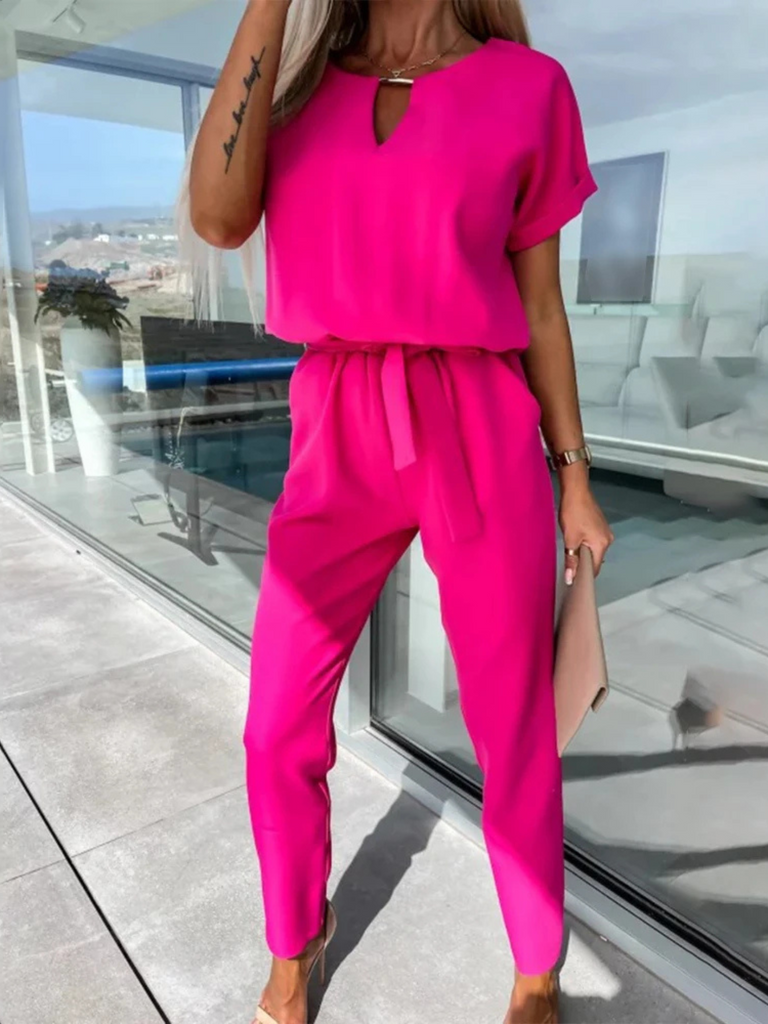 Solid V-Neck Jumpsuit