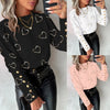 Women Printed Single Breasted Pullover Shirt 2024 Spring Autumn Blouse Tops Women's Elegant Slim Fit Lantern Sleeve O-Neck Shirt