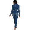 Denim Jumpsuit Women Overalls One Pieces Jean Double Breasted Turn Down Collar Vintage Elegant Streetwear Female Jumpsuits